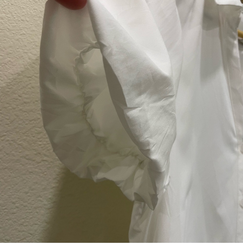 NWT Brochu Walker Havana Mini Dress White Tiered Puff Sleeve Button Front Large - Picture 7 of 16
